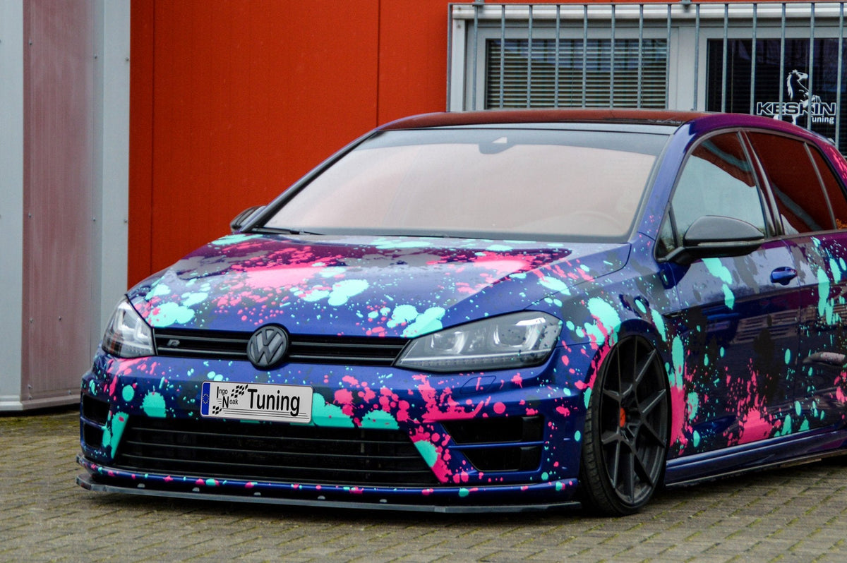 Vorne Frontspoilerlippe für VW Golf 7 R+ R-Line von Ingo Noak Tuning, aus hochwertigem Material, sichtbar auf dem Bild
