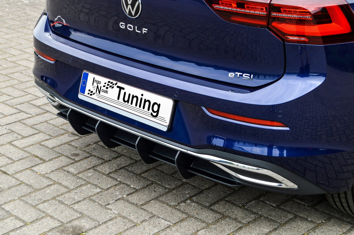 Gefräster Heckansatz mit Finnen für VW Golf 8 ab