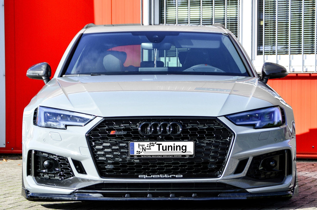 Frontspoilerlippe mit Wing für Audi RS4 B9 2015-2020, Ingo Noak Tuning, aus Kunststoff, sportliches Design, sichtbar an der Fahrzeugfront