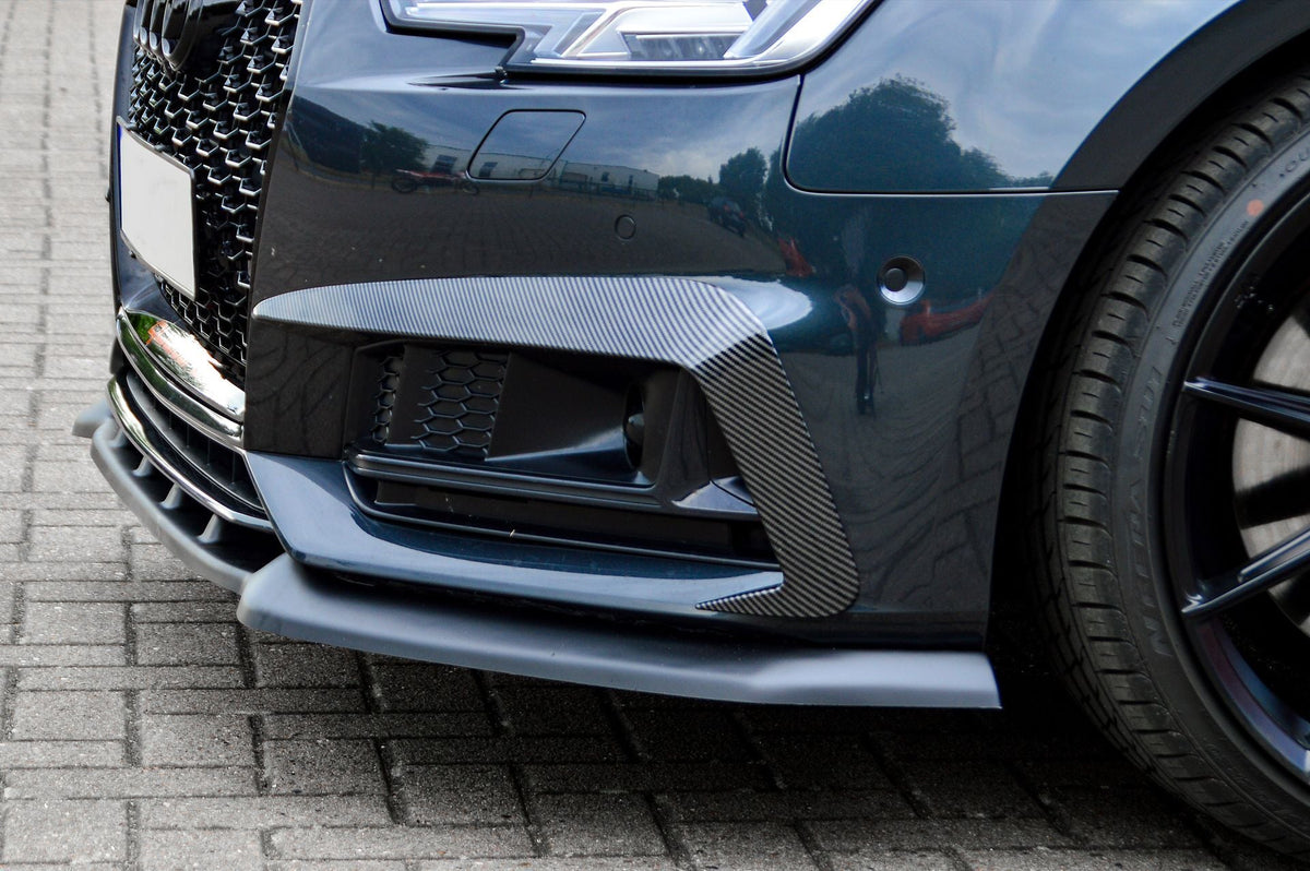 Vordere Frontspoilerlippe V2 für Audi A4 S-Line S4 B9, Ingo Noak Tuning, aus hochwertigem Material, sichtbar auf dem Bild