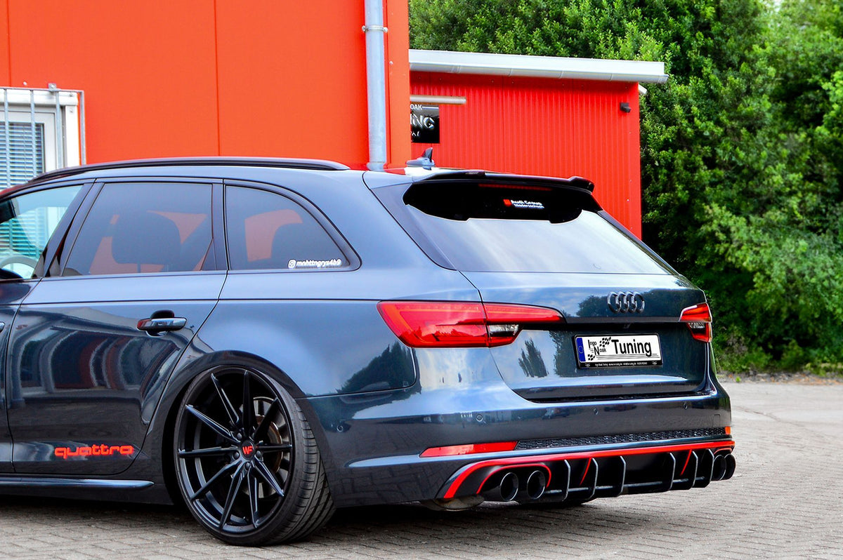 Gefräster ABS-Heckansatz für Audi S4 B9 von Ingo Noak Tuning, sportliches Autozubehör, detailreiche Verarbeitung