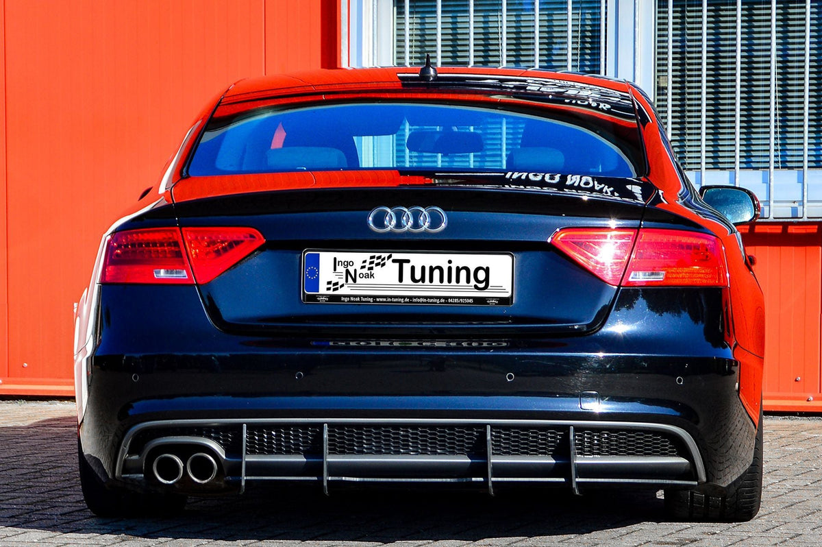 Gefräster Heckansatz für Audi A5 B8 Facelift mit S-Line Diffusor und Endrohr links