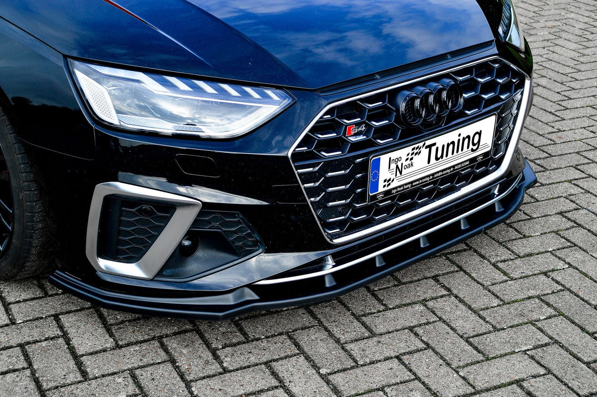 Frontspoilerlippe für Audi A4 S-Line S4 B9 Facelift, Ingo Noak Tuning, in Fahrzeugfarbe lackiert, zeigt die sportliche Fahrzeugfront