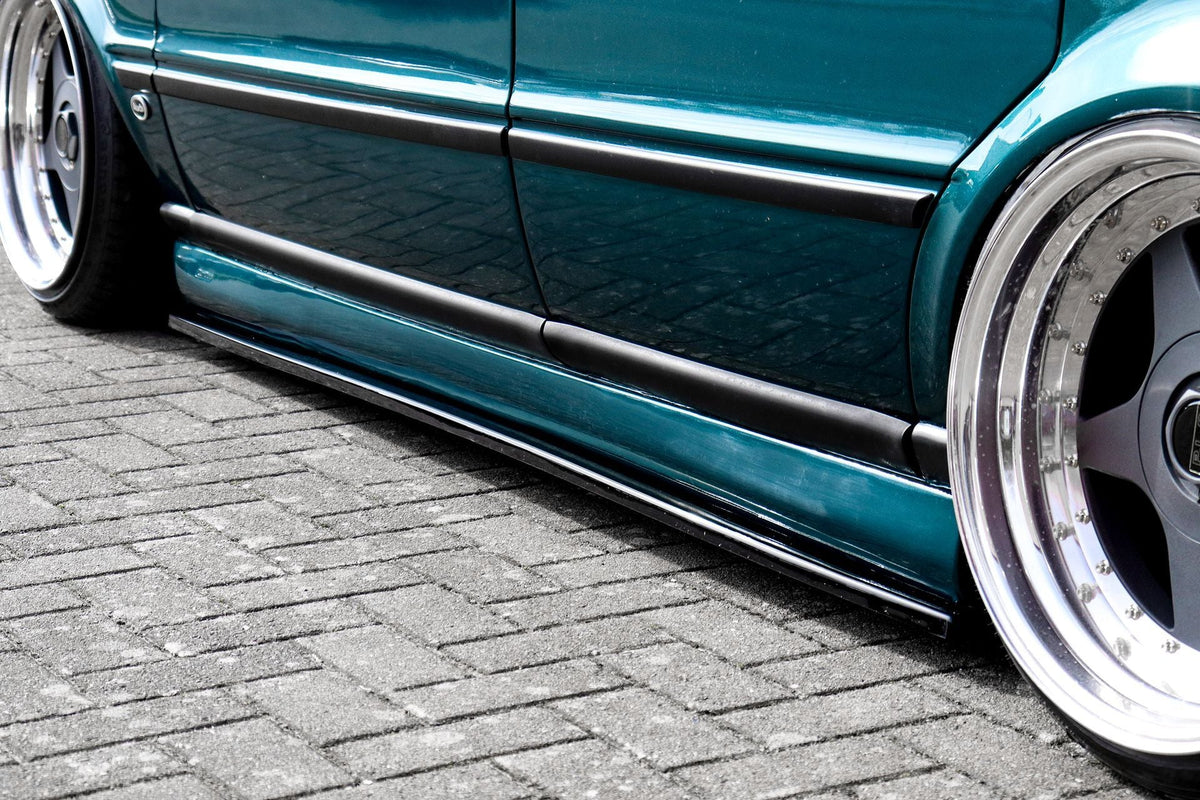 Seitenschweller für Audi 80 B4 mit Zender Design, Ingo Noak Tuning, passend für Cup Modell, schwarze Kunststoffoptik
