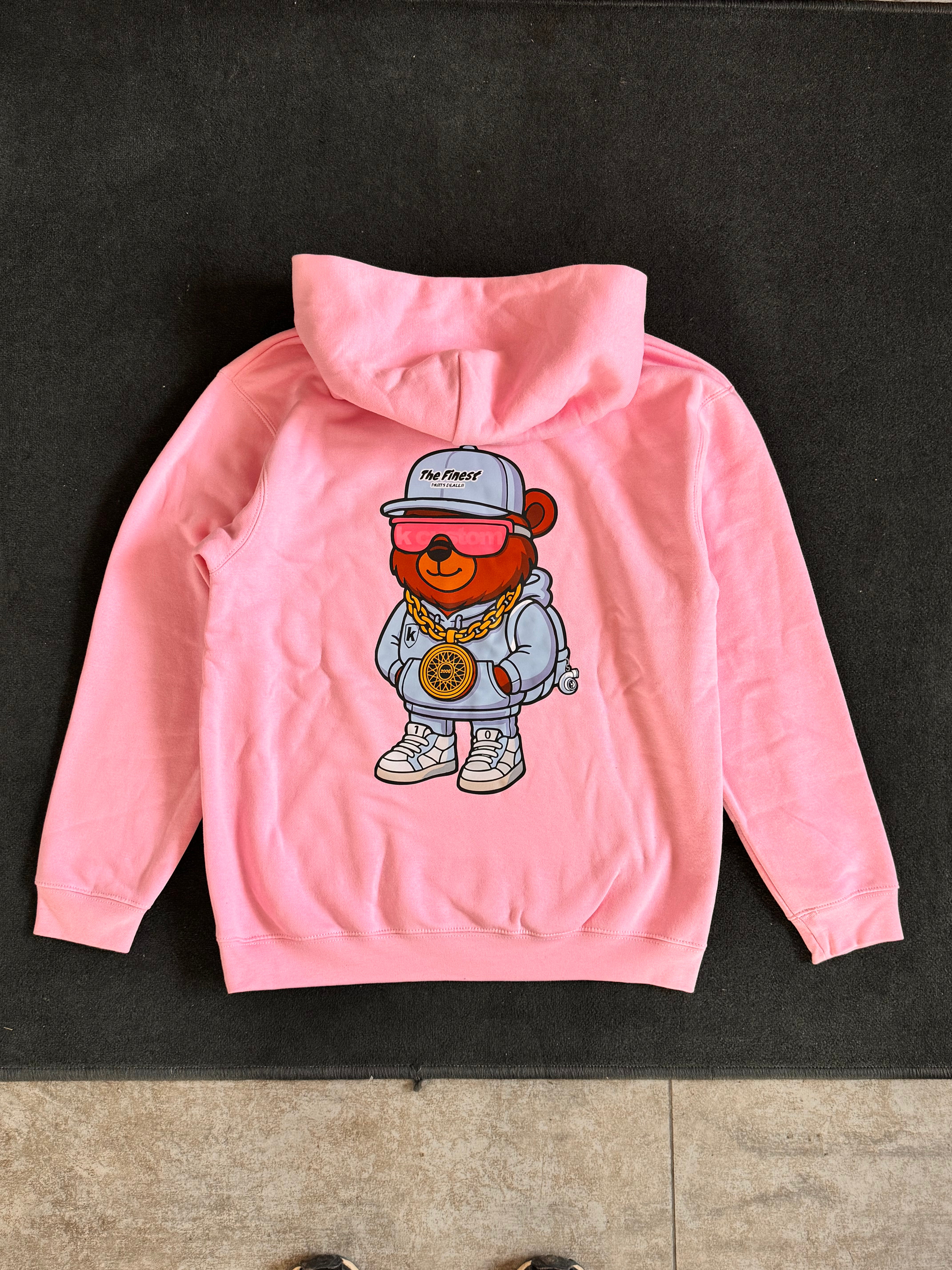 Kapuzenpullover - rosa "Wheelbär" BIG BACK PRINT