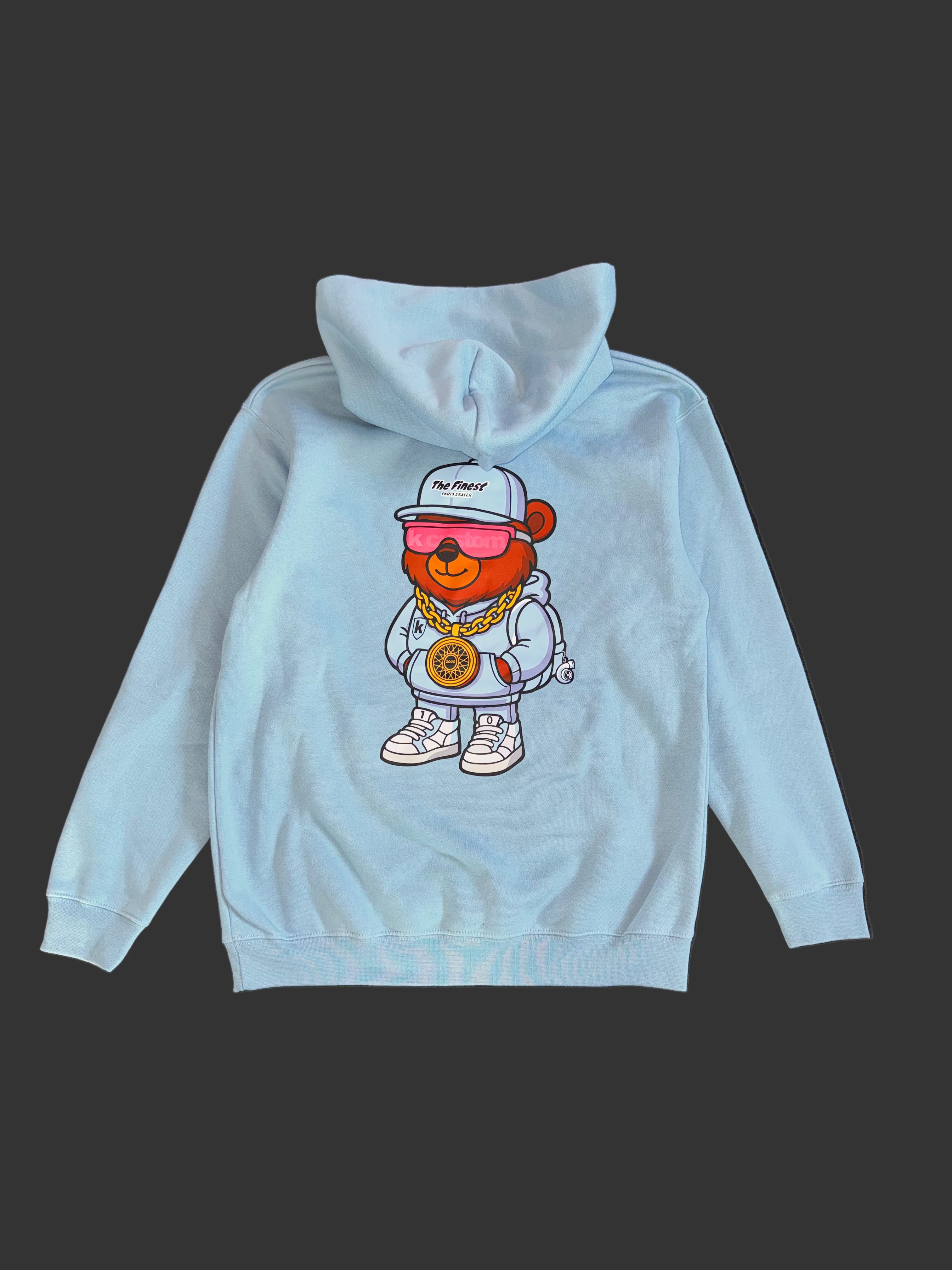 Kapuzenpullover - Hellblau "Wheelbär" BIG BACK PRINT