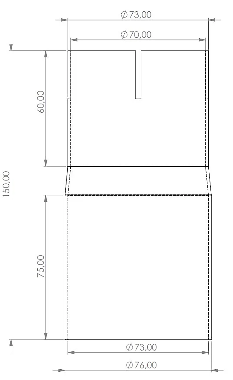 Edelstahl Reduzierer 76mm > 70mm geschlitzt Länge: 150mm