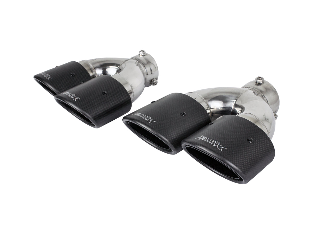 Bull-X Endrohrset Y-Style: Typ 14 Carbon oval versetzt 2x225x70 (A:1x64mm + 1x76mm)