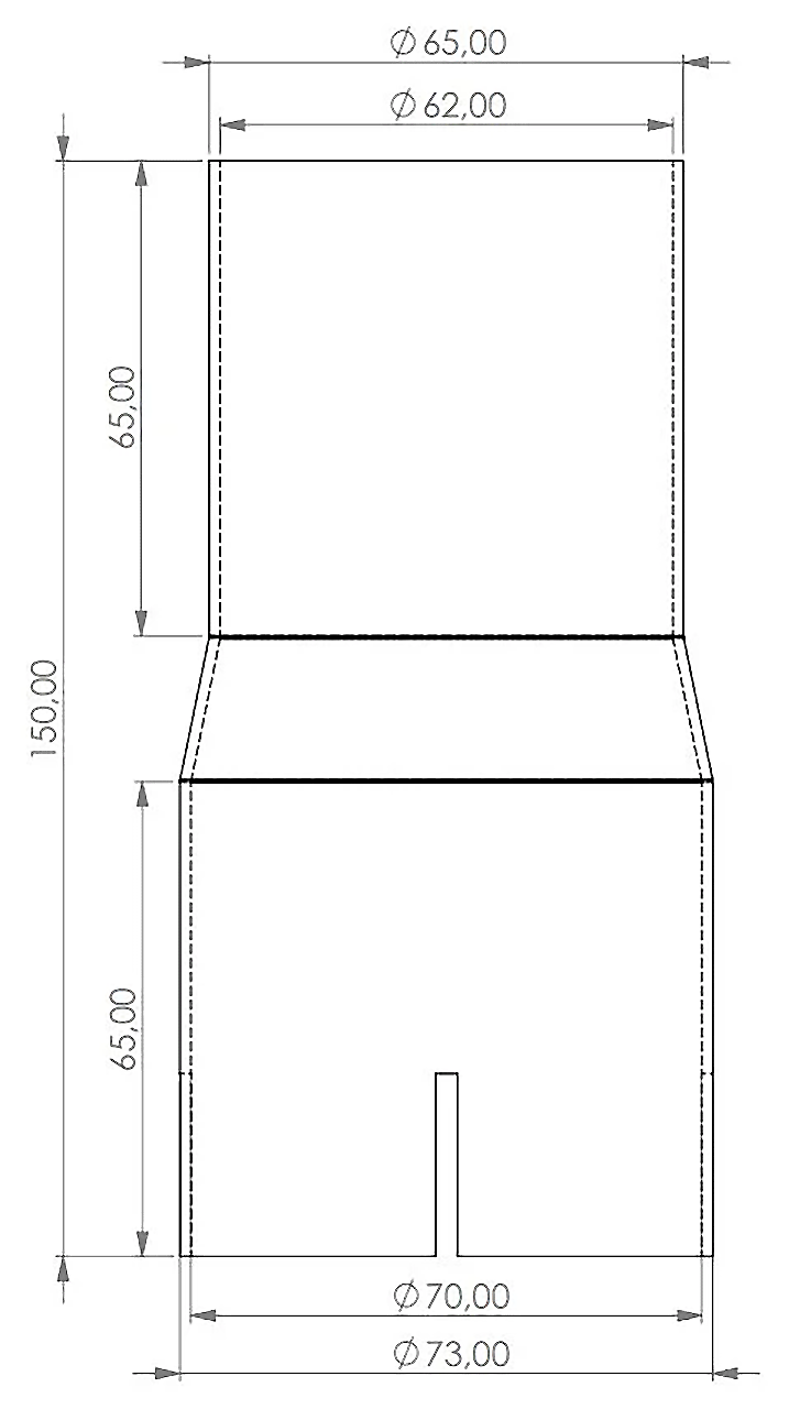 Edelstahl Reduzierer 70mm geschlitzt > 65mm Länge: 150mm