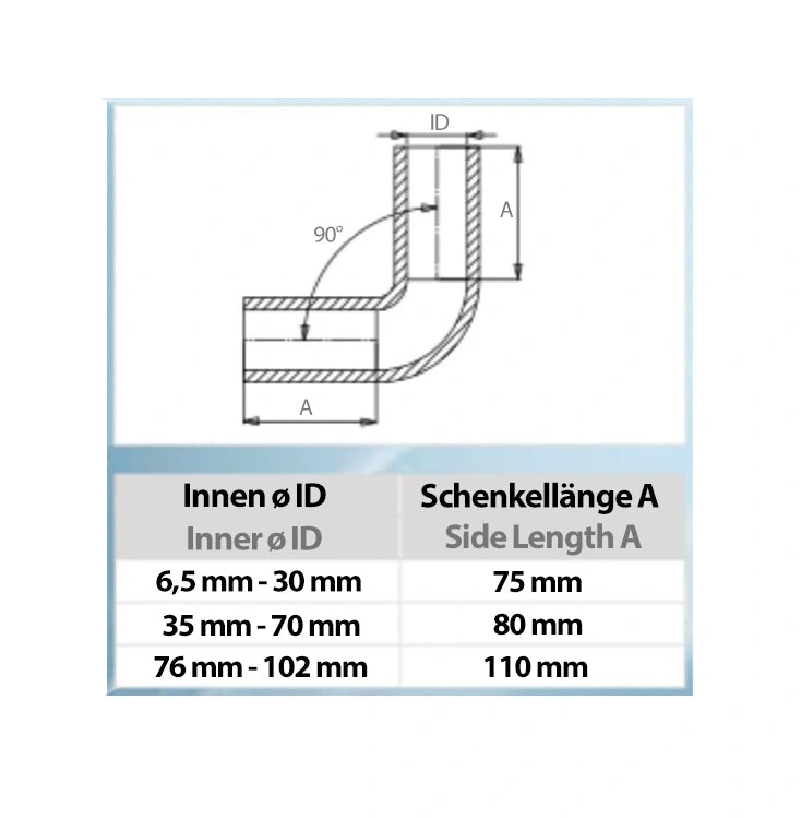 Silikonbogen 90°C (54mm - 102mm Innendurchmesser)