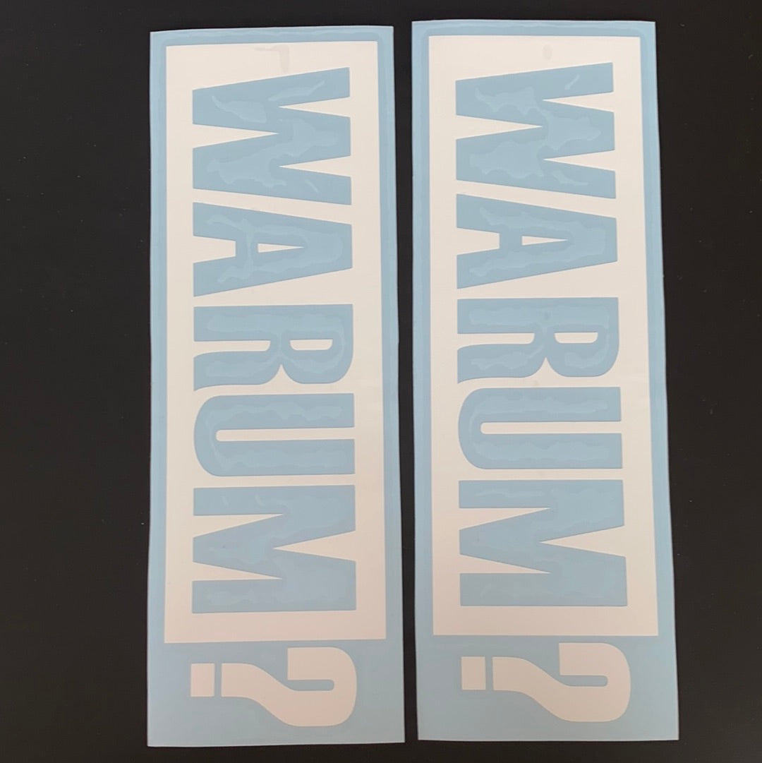 WARUM? AUFKLEBER 2 Stück