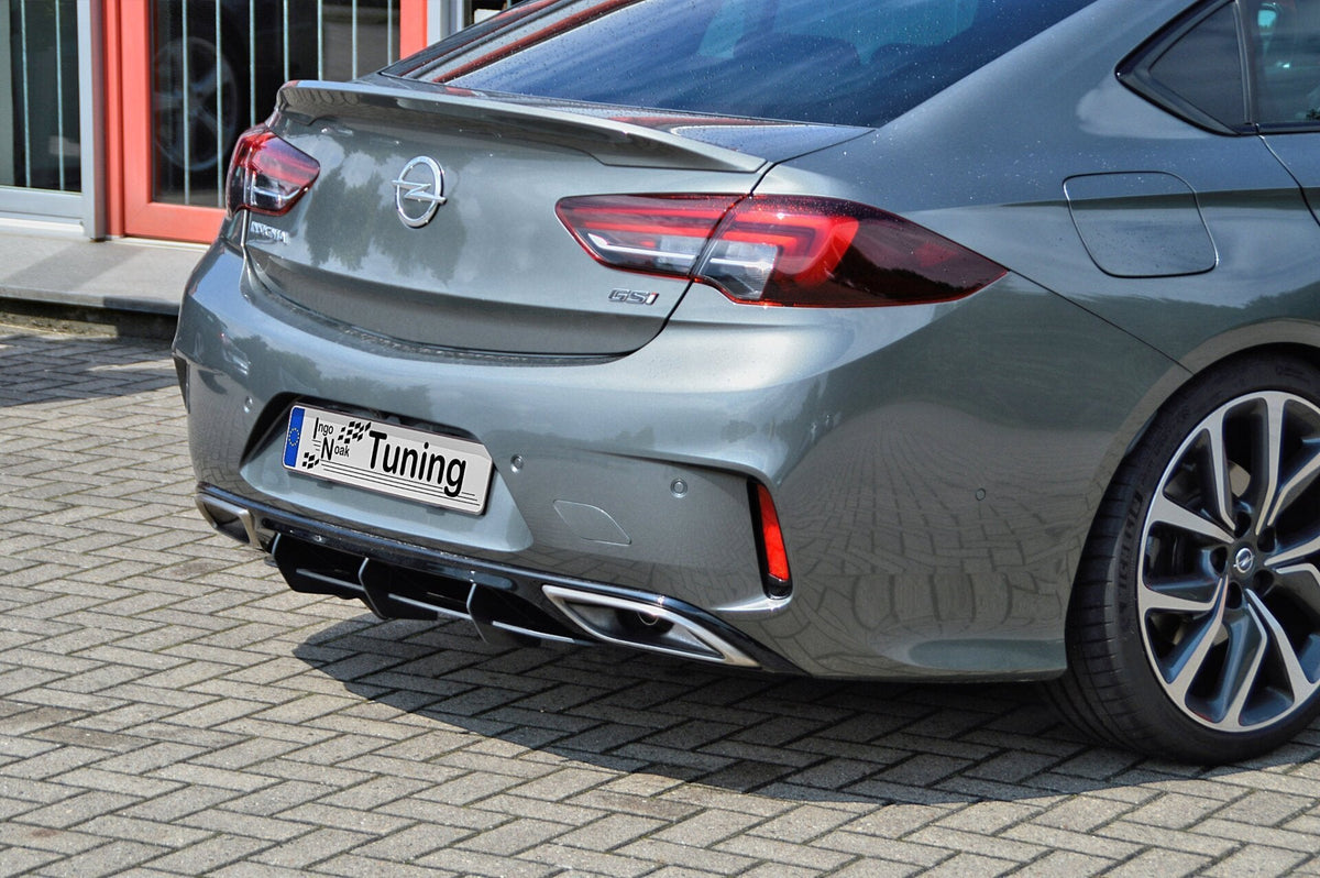 Ingo Noak Tuning Heckansatz für Opel Insignia B GSI Grand Sport ab 2017, gebürsteter Edelstahl, sichtbar auf dem Bild