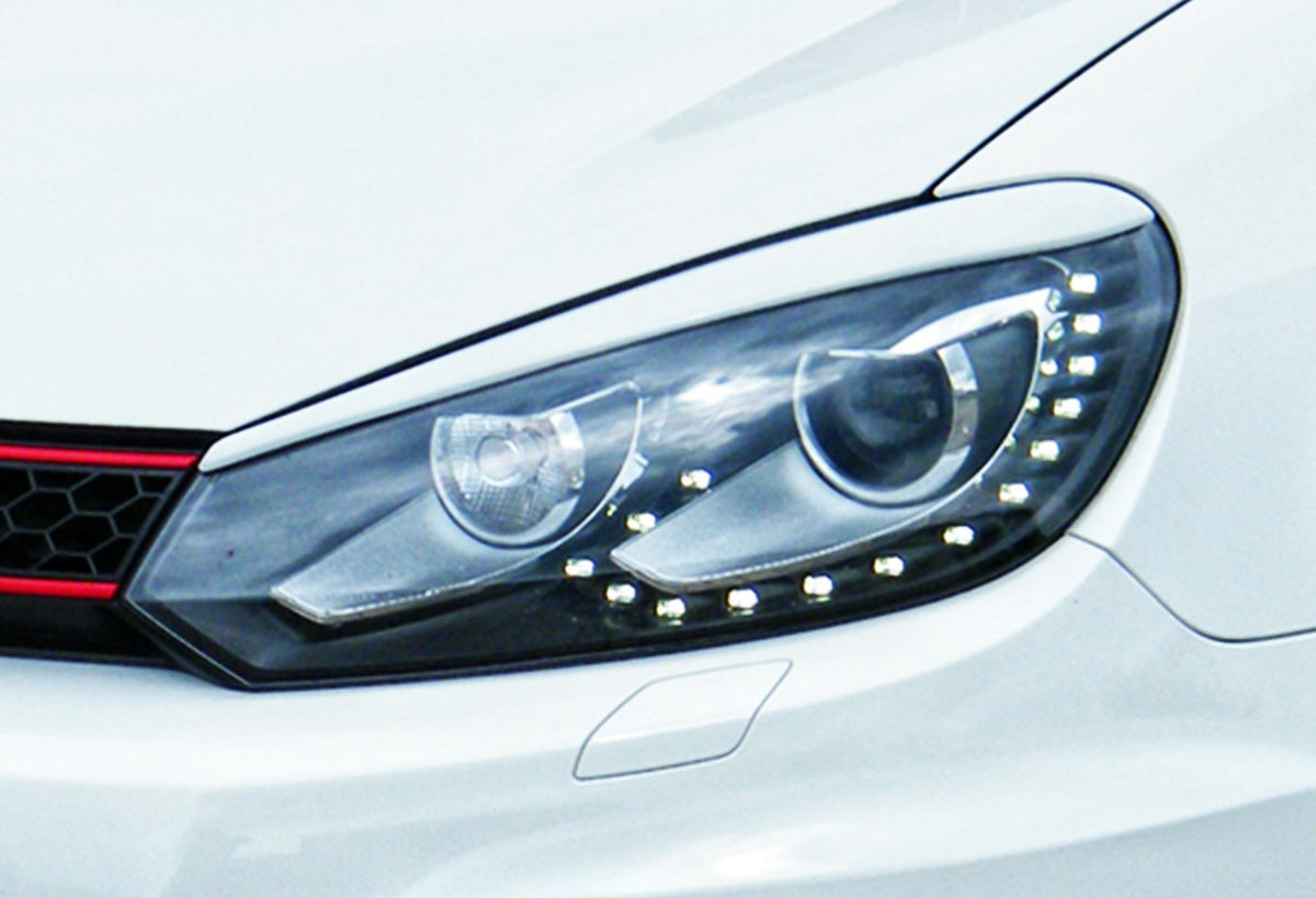 Scheinwerferblendensatz für VW Golf 6 1K von Ingo Noak Tuning, klare und robuste Lampenblenden für verbessertes Design