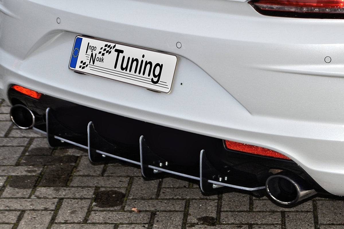 Gefräster Heckansatz mit Finnen für VW Scirocco R Facelift