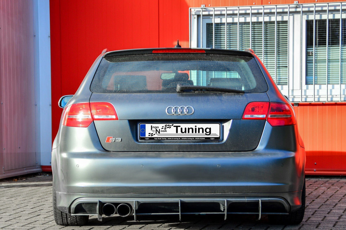 Gefräster Heckansatz für Audi S3 8P Sportback von Ingo Noak Tuning, aus Metall, zeigt den sportlichen Heckstoßfänger.