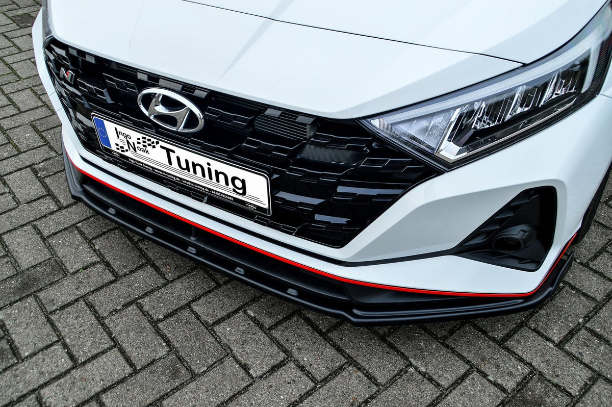 Ingo Noak Tuning Bodykit für Hyundai I20N Performance ab 2021, schwarze Front- und Seitenschürzen, sportliches Design