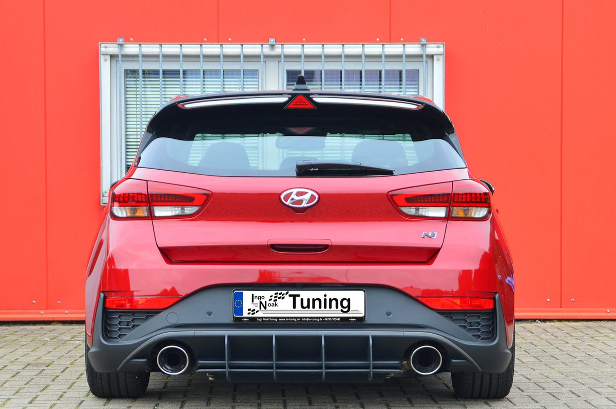 Ingo Noak Tuning Bodykit für Hyundai i30N ab 2021, Performance Facelift, schwarze Stoßstange und Seitenschweller, sportliches Design