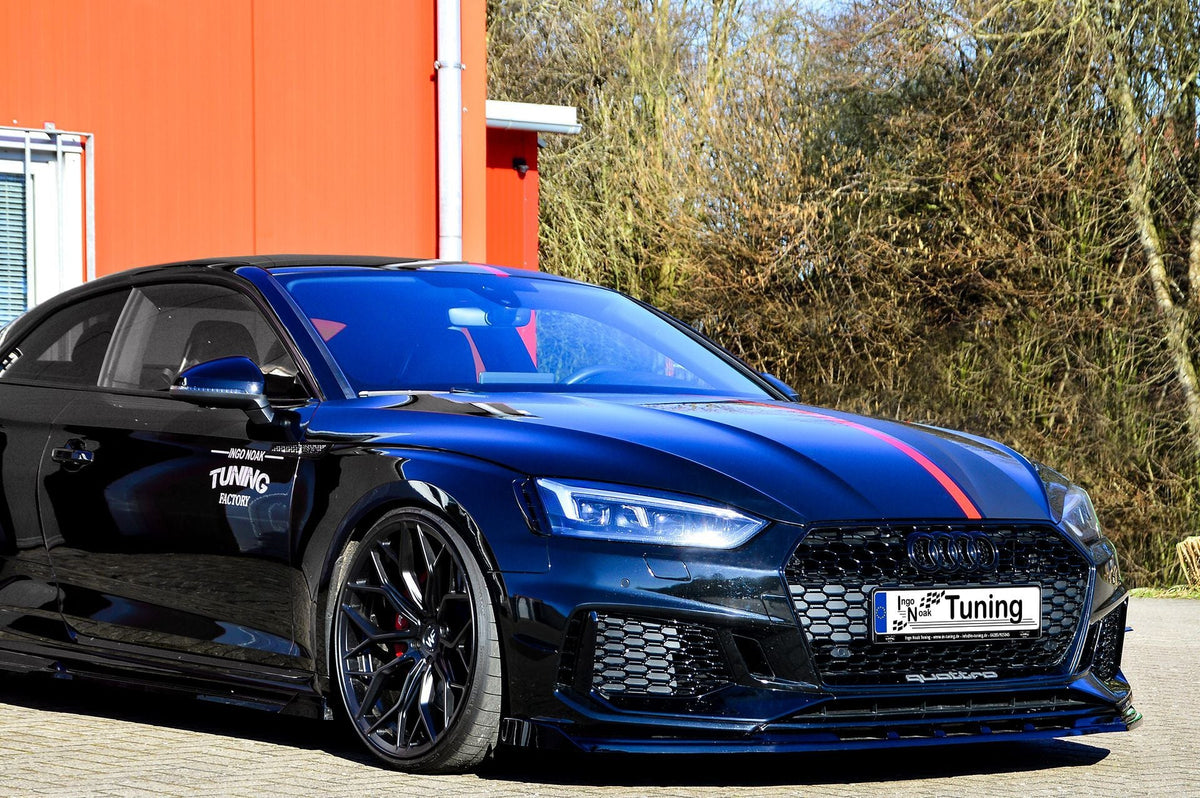 Frontspoilerlippe mit Wing für Audi RS5 F5 B9, Ingo Noak Tuning, aerodynamisches Auto-Upgrade, schwarzes Kunststoffdesign