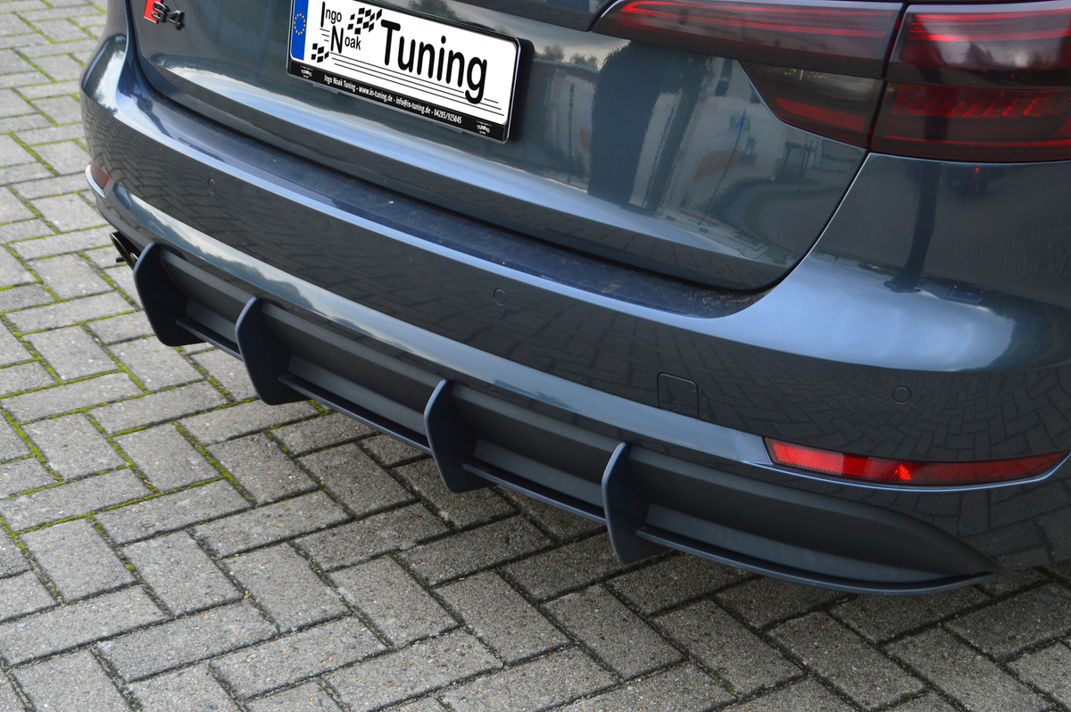 Gefräster Heckansatz aus ABS für Audi A4 B9 Avant Vorfacelift von Ingo Noak Tuning, sichtbare Passform und Oberfläche