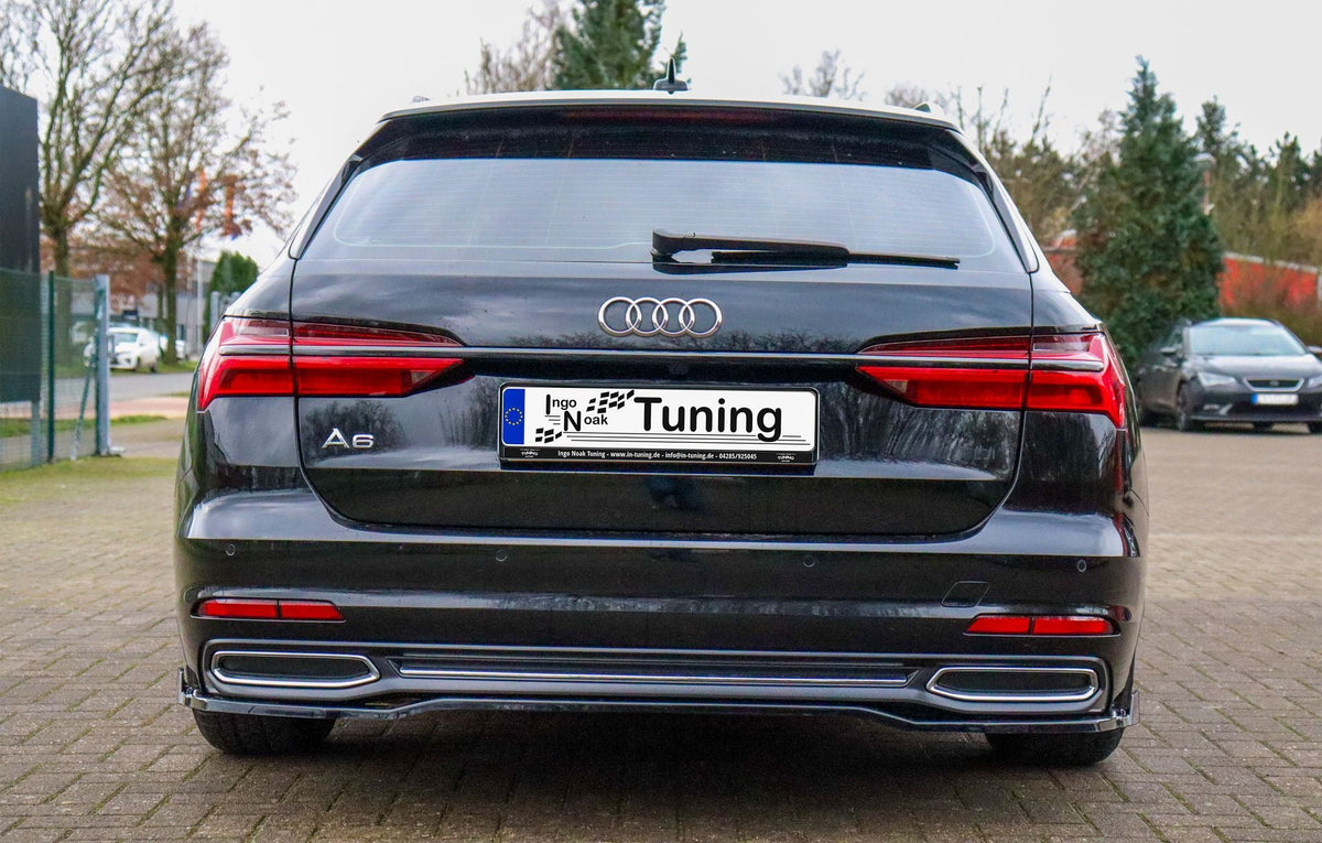 Heckansatz aus ABS mit seitlichem Wing auch für Fahrzeuge mit AHK, für Audi A6 C8 F2 ab Bj. 2018-2023