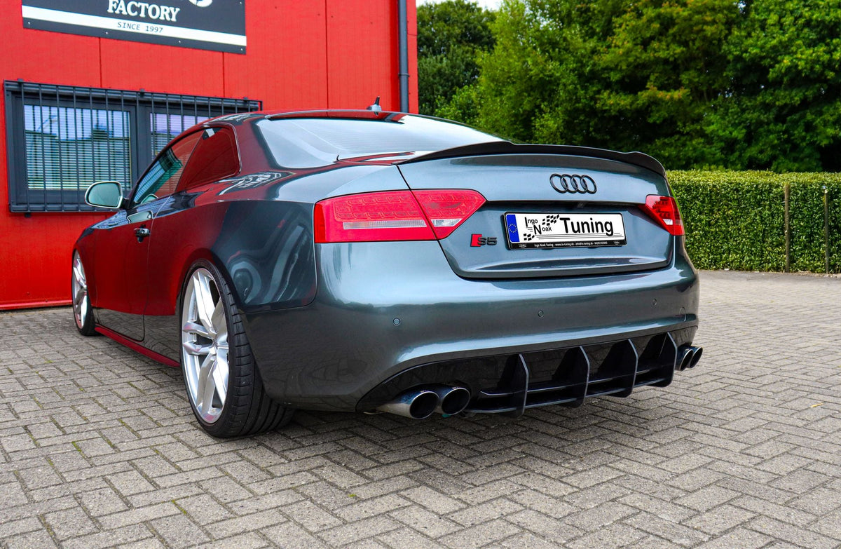 Gefräster Heckansatz aus ABS mit Finnen für Audi A5 B8 S-Line