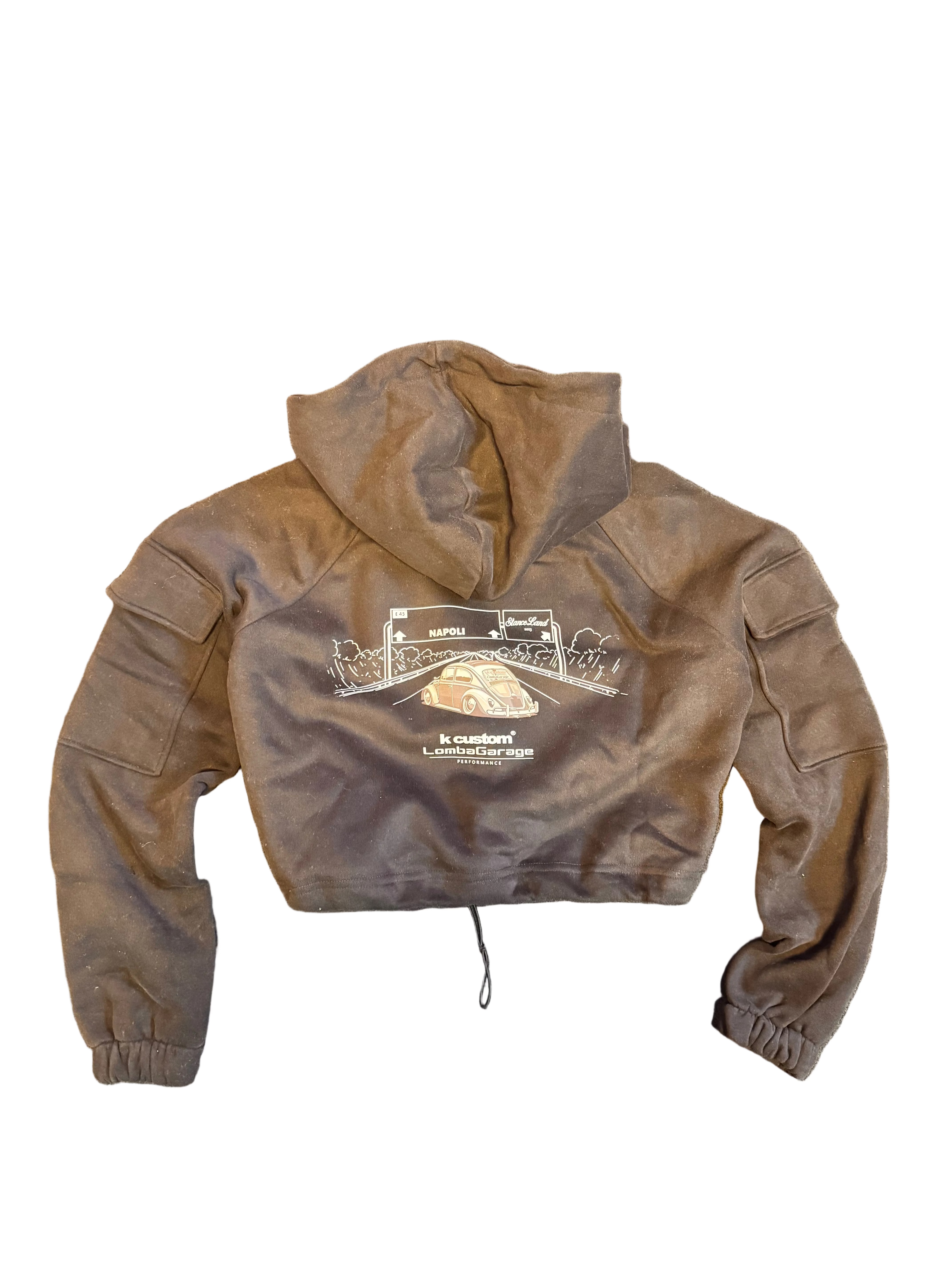 OVERSIZE CROP - Kapuzenpullover - black mit Käfer Print