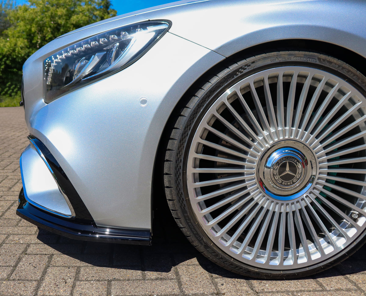 ABS Frontspoilerlippe für Mercedes S-Coupe AMG von Ingo Noak Tuning, zeigt die aerodynamische Spoilerlippe im Blick