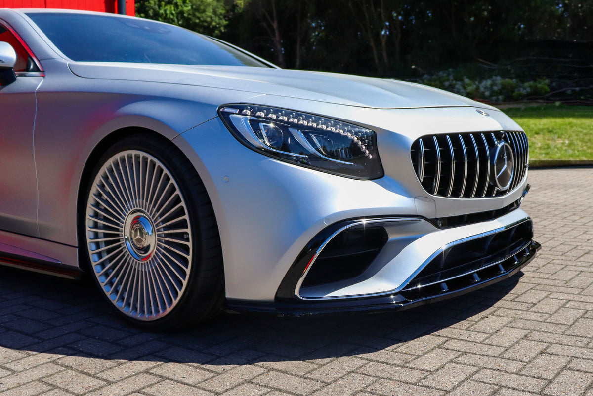ABS Frontspoilerlippe für Mercedes S-Coupe AMG von Ingo Noak Tuning, zeigt die aerodynamische Auto-Frontschürze