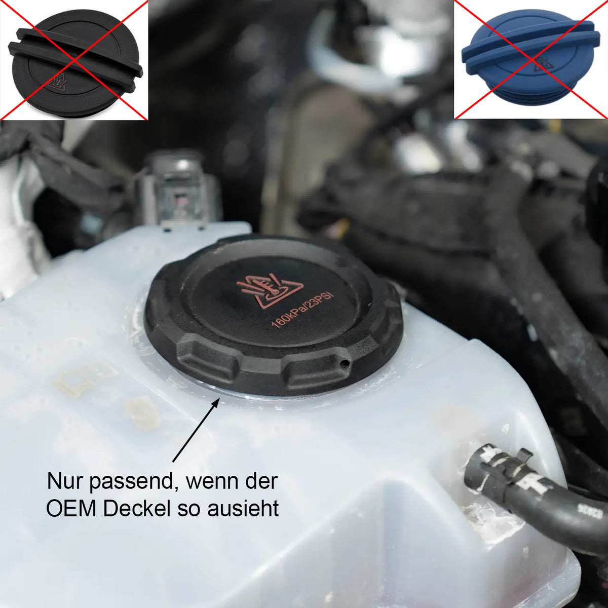 Kühlwasserdeckel Cover schwarz HG-Motorsport Logo MQB/ MQBevo (z.B. Golf 7/8)