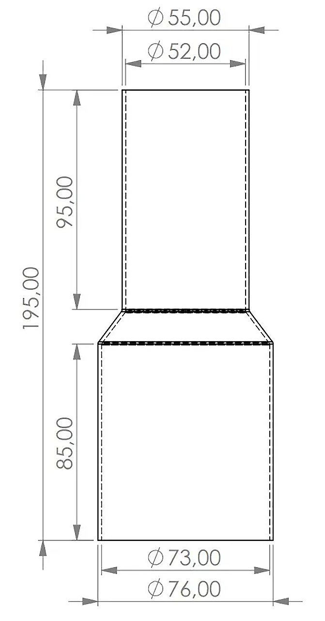 Edelstahl Reduzierer 76mm > 55mm zu VAG02 Verbindungsrohr 1.4 T(F)SI 140/170PS